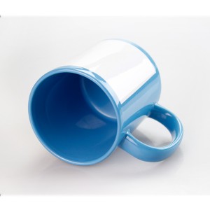 11oz Best Sublimation Ceramic Blue Photo Mug with Patch