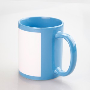 11oz Best Sublimation Ceramic Blue Photo Mug with Patch