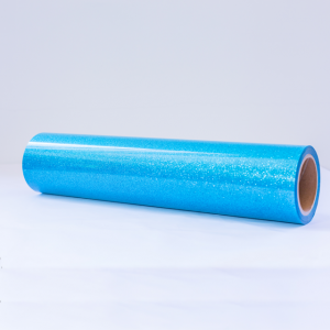 Wholesale heat transfer pu vinyl light blue glitter HTV vinyl