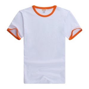 couleurs coton peigné gros col rond hommes T -  shirt blanc CT-M1
