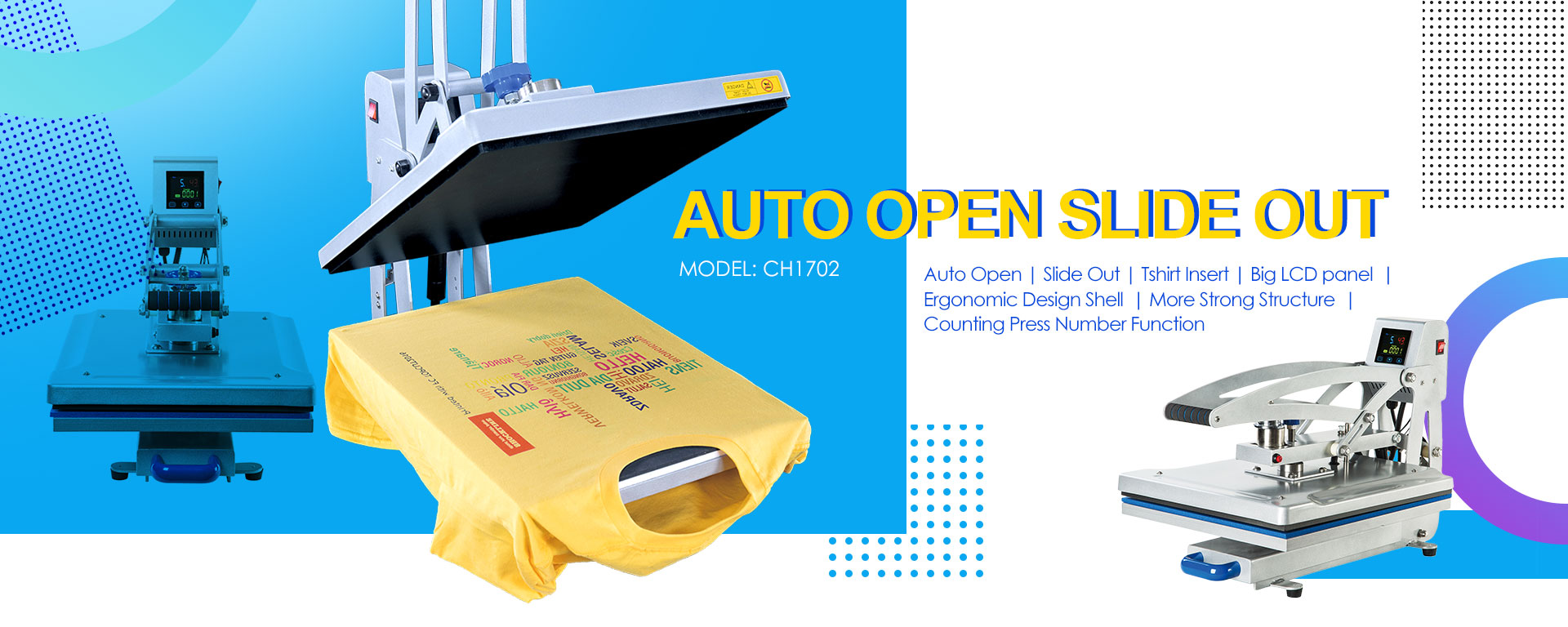 AUTO OPEN SLIDE OUT HEAT PRESS MESIN