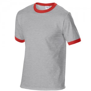 Gildan Plain Ringer Two-Toned Colors Tee Short Sleeve Cotton Sublimation Printing Blank T-shirt G76600 (Red Gray)