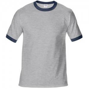Gildan Plain Ringer Two-Toned Colors Tee Short Sleeve Cotton Sublimation Printing Blank T-shirt G76600 (Gray Blue)