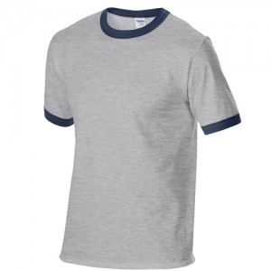 Gildan Plain Ringer Two-Toned Colors Tee Short Sleeve Cotton Sublimation Printing Blank T-shirt G76600 (Gray Blue)