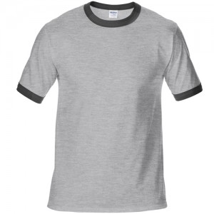 Gildan Plain Ringer Two-Toned Colors Tee Short Sleeve Cotton Sublimation Printing Blank T-shirt G76600 (Gray Black)