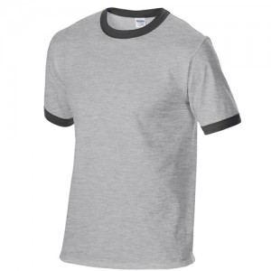 Gildan Plain Ringer Two-Toned Colors Tee Short Sleeve Cotton Sublimation Printing Blank T-shirt G76600 (Gray Black)