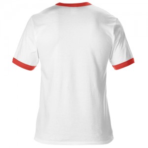 Gildan Plain Ringer Two-Toned Colors Tee Short Sleeve Cotton Sublimation Heat Transfer Blank T-shirt G76600 (White Red)