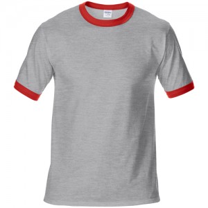 Gildan Plain Ringer Two-Toned Colors Tee Short Sleeve Cotton Sublimation Printing Blank T-shirt G76600 (Red Gray)