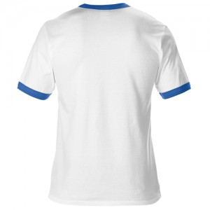 Gildan Plain Ringer Two-Toned Colors Tee Short Sleeve Cotton Sublimation Heat Transfer Blank T-shirt G76600 (White BLue)