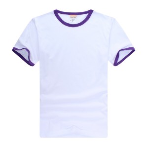 couleurs coton peigné gros col rond hommes T -  shirt blanc CT-M1