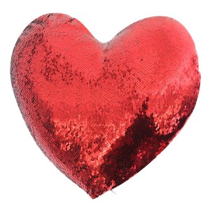 Heart Shape Cushion Love Fancy Reversible Sequin Travel Pillow