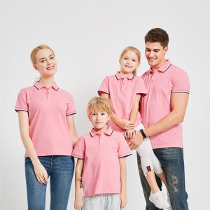 Fashion Short Sleeve Customized Sublimation Heat Transfer Blank Family Cotton Polo T-shirt FN2099 (Pink)