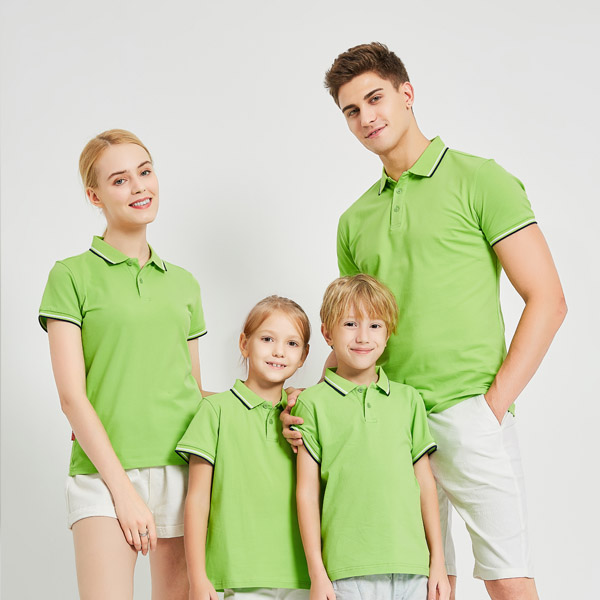 Fashion Short Sleeve Customized Sublimation Heat Transfer Blank Family Cotton Polo T-shirt FN2099 (Green) Featured Image