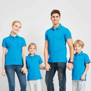 Fashion Short Sleeve Customized Sublimation Heat Transfer Blank Family Cotton Polo T-shirt FN2099 (Blue)